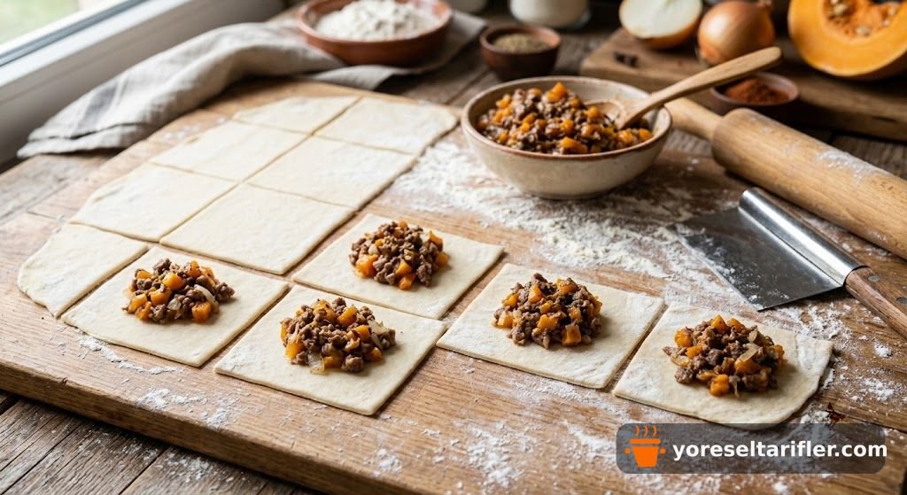 Kıyma ve Bal Kabaklı Özbek Mantısı Tarifi — Adım 6