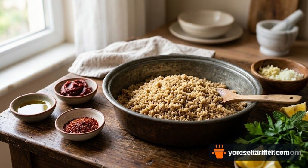 Etsiz Bulgur Çiğ Köftesi Tarifi — Adım 1