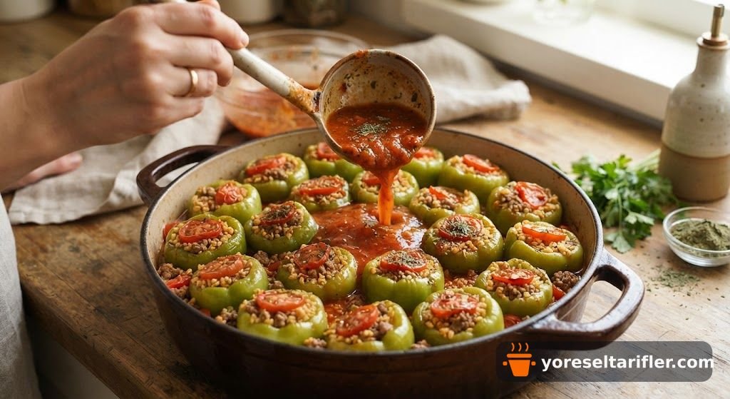Kıymalı Bulgurlu Biber Dolması Tarifi — Adım 4
