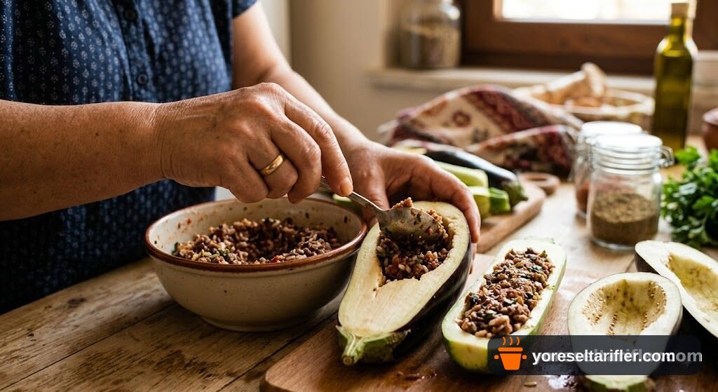 Kıymalı Patlıcan ve Kabak Sandal Tarifi — Adım 4