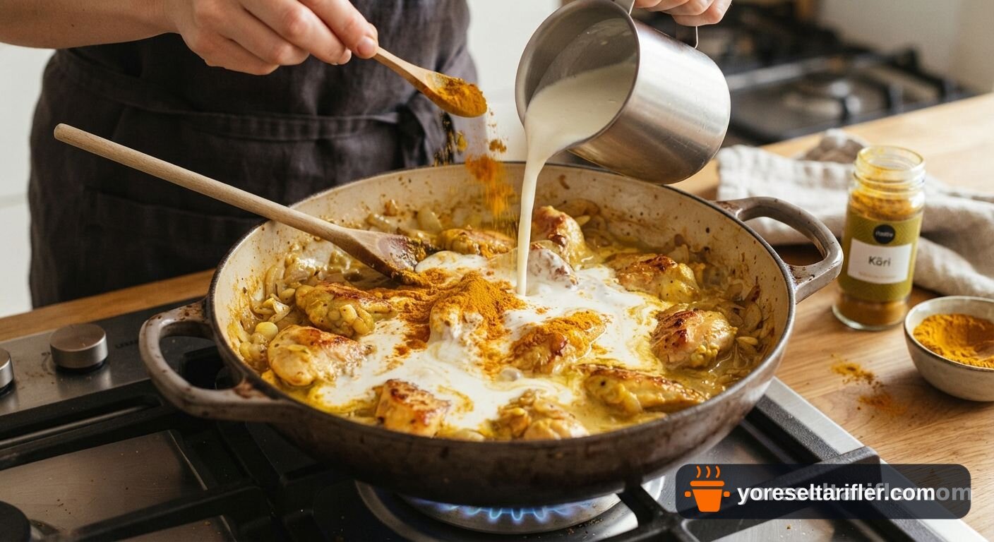 Köri Soslu Tavuk & Kremalı Makarna Tarifi — Adım 2