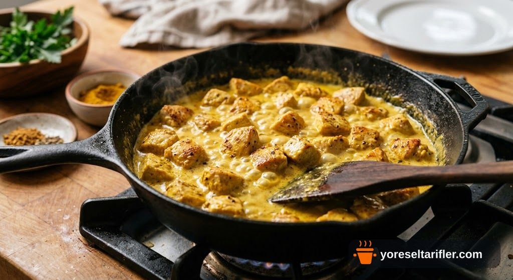 Köri Soslu Tavuklu Krep Tarifi — Adım 3