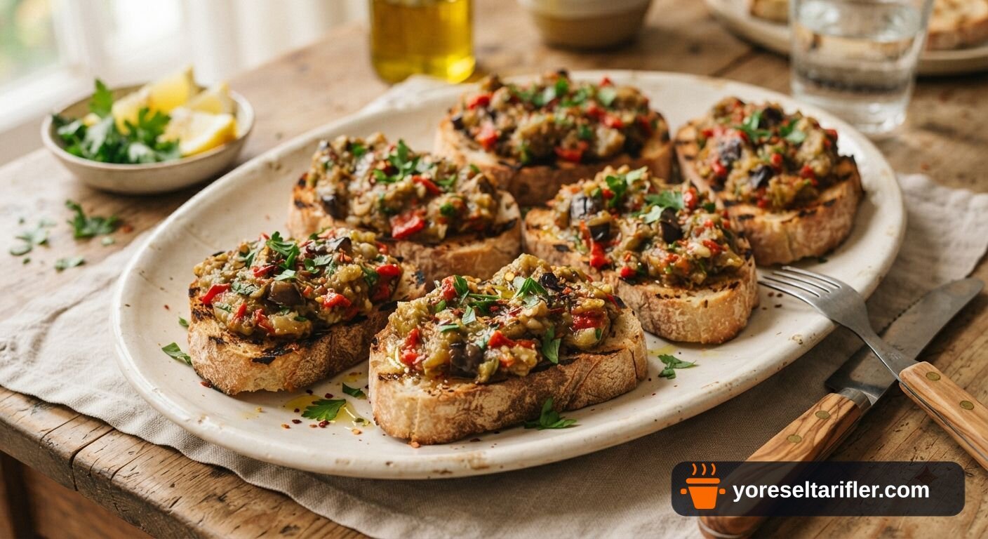 Köz Patlıcanlı Bruschetta Tarifi — Adım 6