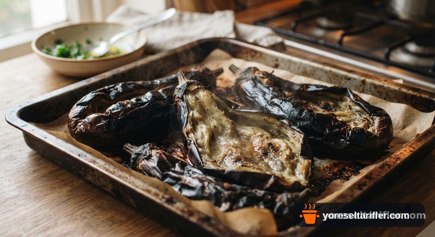 Köz Patlıcanlı Erişte Salatası Tarifi — Adım 1