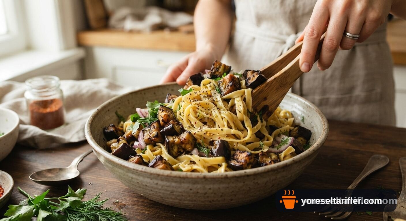 Köz Patlıcanlı Erişte Salatası Tarifi — Adım 5