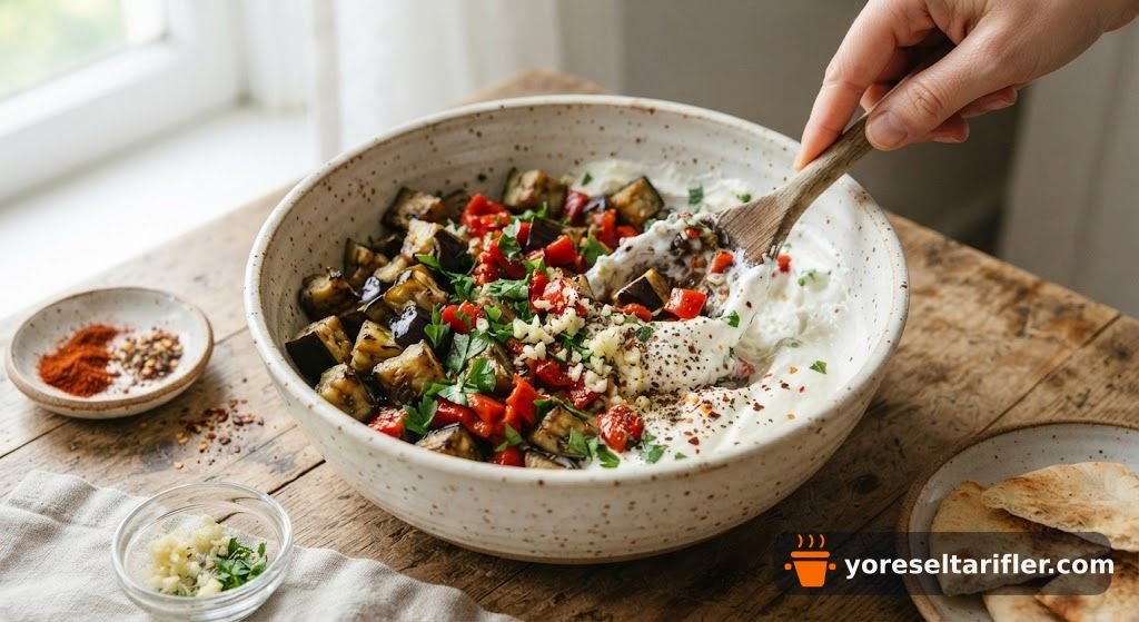Köz Patlıcanlı Mantarlı Bruschetta Tarifi — Adım 4