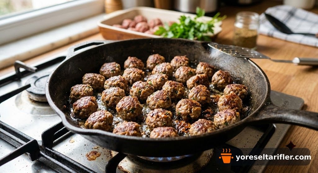 Köz Patlıcanlı Misket Köfte Tarifi — Adım 1