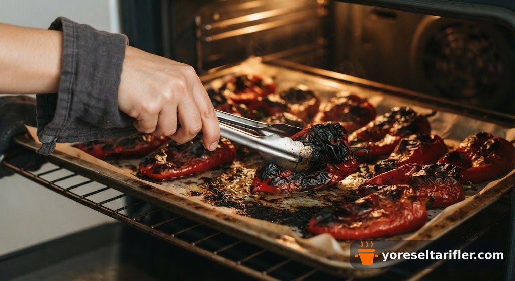 Közlenmiş Biber Yoğurtlu Mezesi Tarifi — Adım 1