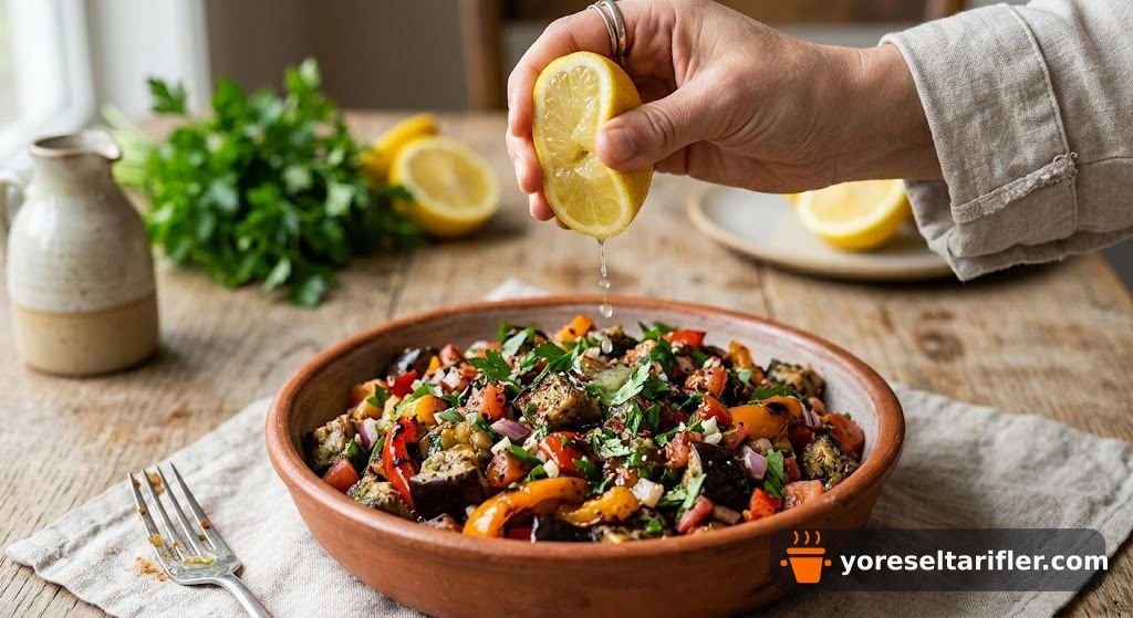 Közlenmiş Patlıcanlı Hafif Salata Tarifi — Adım 3