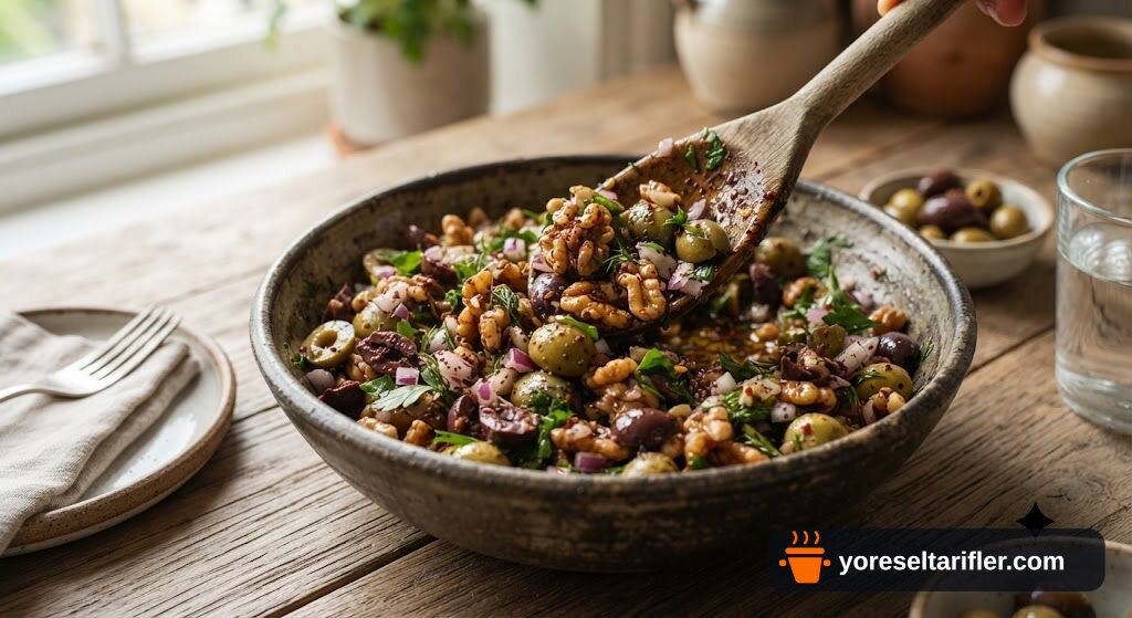 Közlü Biberli Yeşil Zeytin Salatası Tarifi — Adım 3