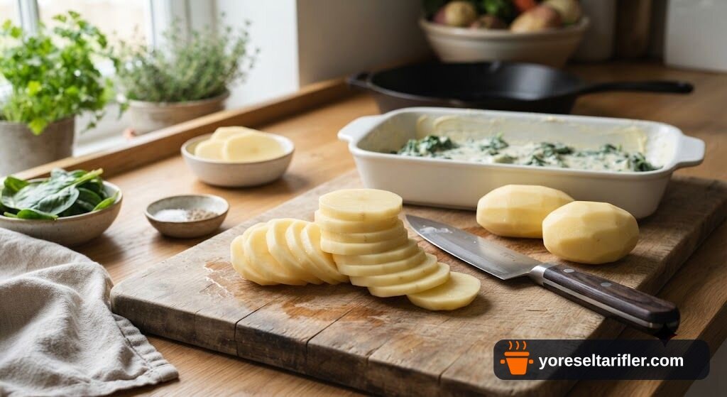 Kremalı Patatesli Ispanaklı Graten Tarifi — Adım 1