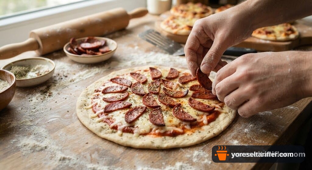 Kremalı Sucuklu Mini Pizza Tarifi — Adım 1