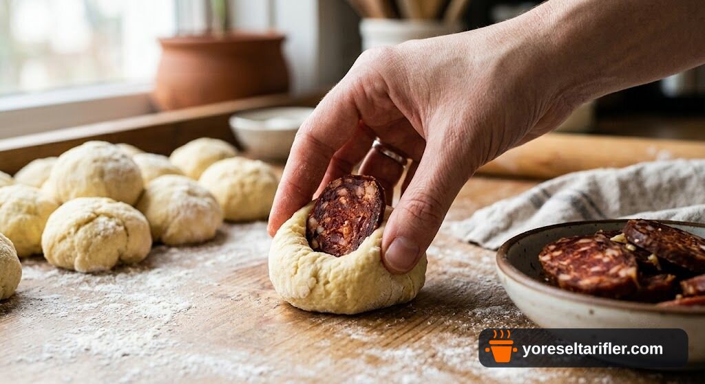 Kremalı Sucuklu Mini Pizza Tarifi — Adım 4