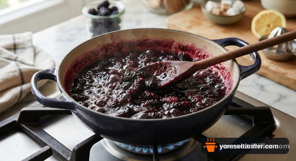 Kupta Karadut Soslu Muhallebi Tarifi — Adım 3
