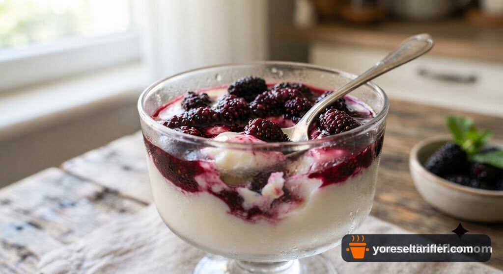 Kupta Karadut Soslu Muhallebi Tarifi — Adım 6