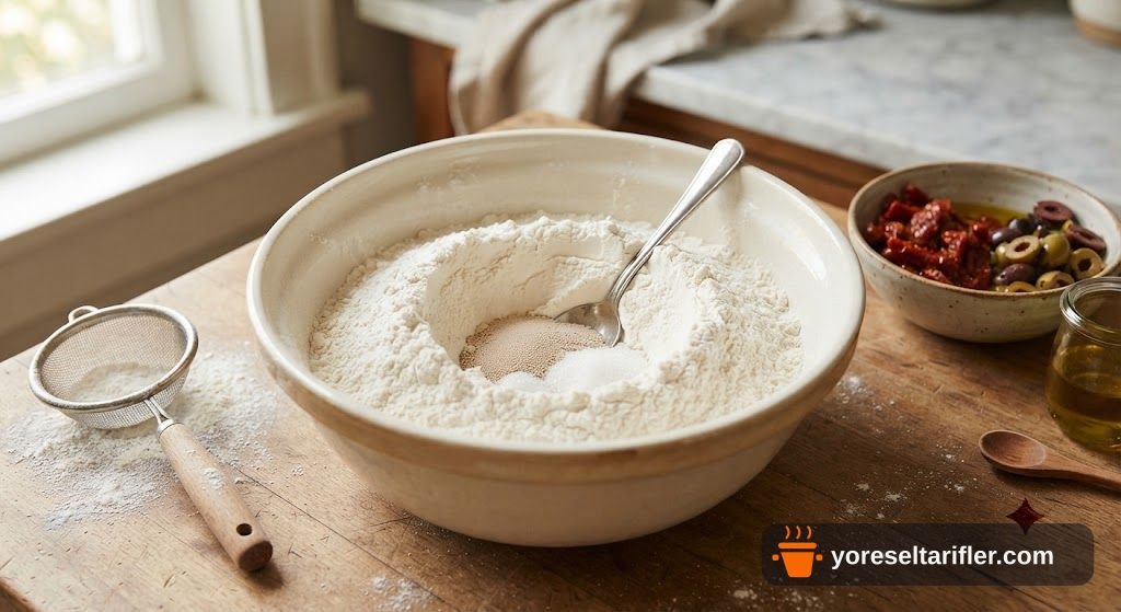 Kuru Domatesli Zeytinli Mini Ekmek Tarifi — Adım 2