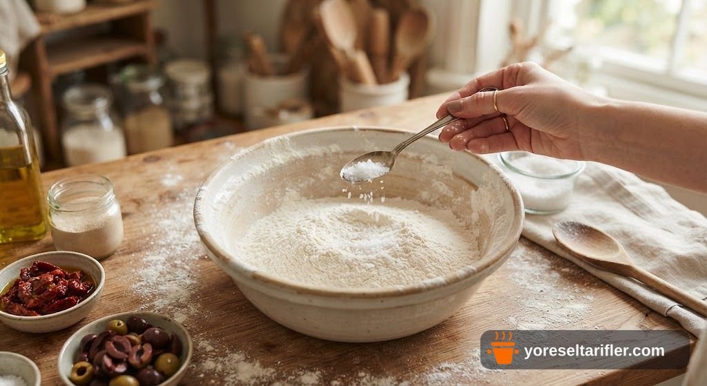 Kuru Domatesli Zeytinli Mini Ekmek Tarifi — Adım 3