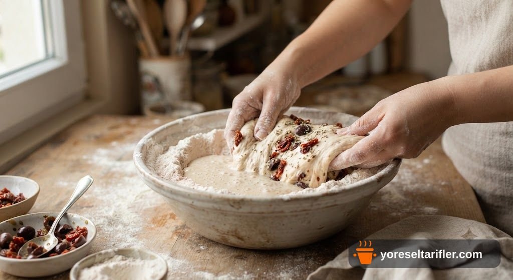 Kuru Domatesli Zeytinli Mini Ekmek Tarifi — Adım 4