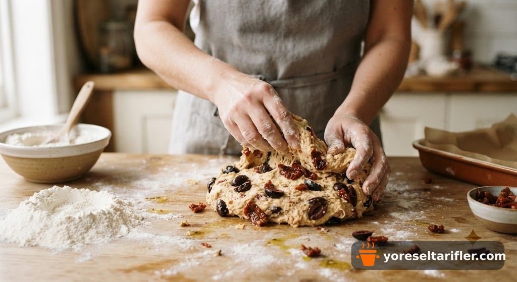 Kuru Domatesli Zeytinli Mini Ekmek Tarifi — Adım 5