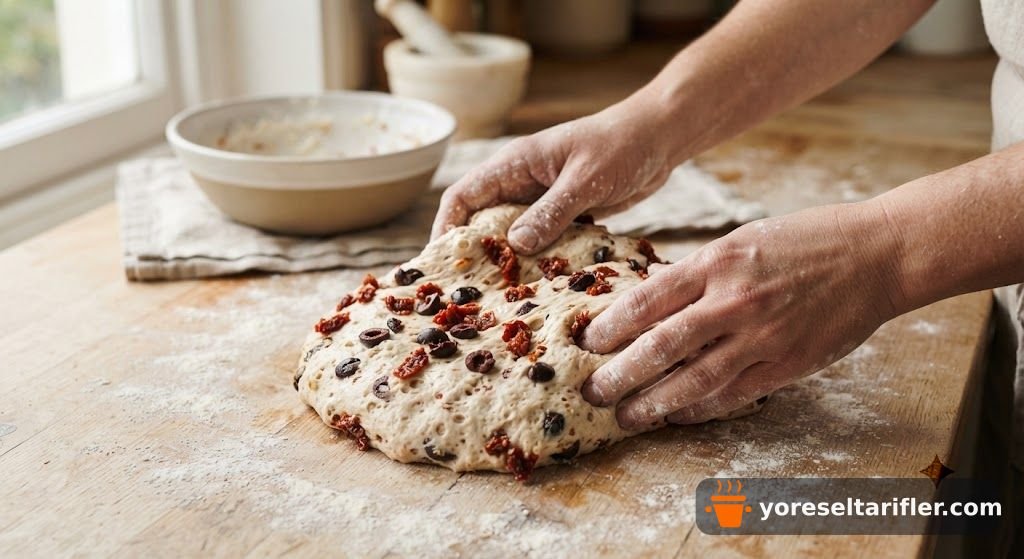 Kuru Domatesli Zeytinli Mini Ekmek Tarifi — Adım 7