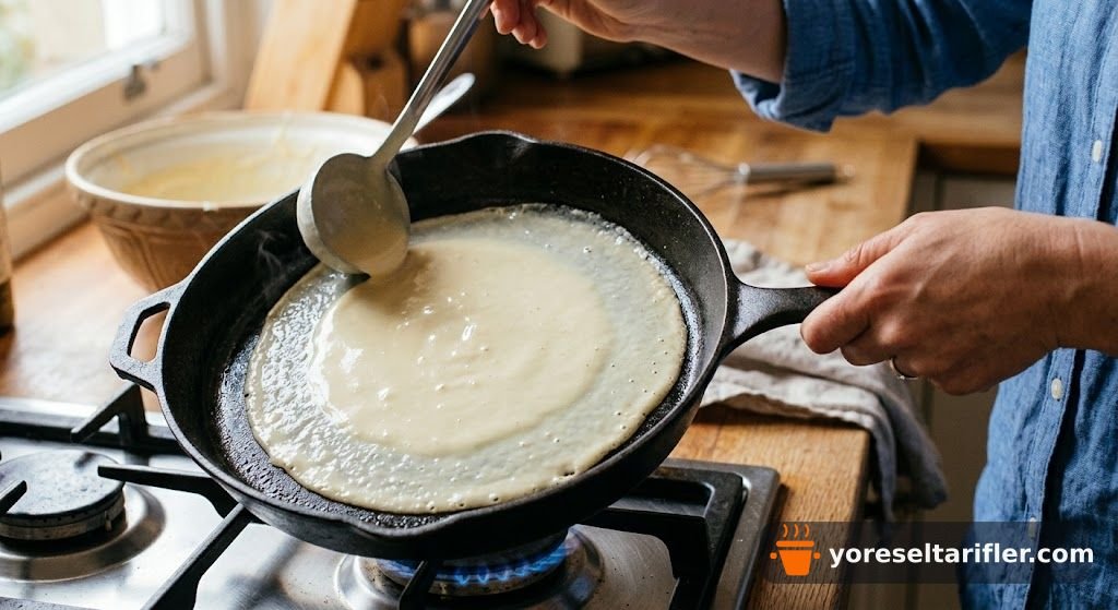 Kuru Meyveli Vişne Reçelli Krep Tarifi — Adım 3