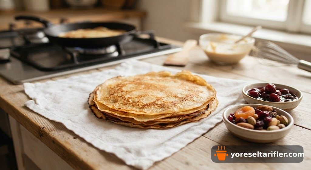 Kuru Meyveli Vişne Reçelli Krep Tarifi — Adım 4