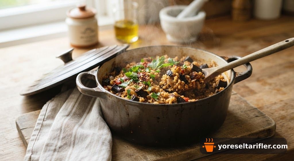 Kuru Patlıcanlı Bulgur Pilavı Tarifi — Adım 8