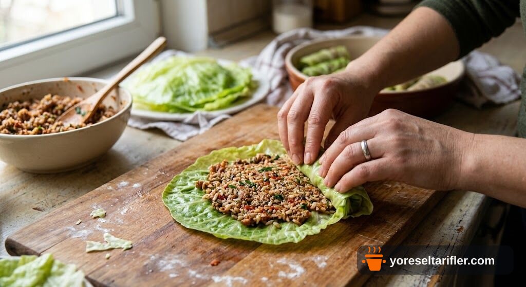 Lahana Yaprağı ve Pirinç Yufkasıyla Spring Roll Tarifi — Adım 6