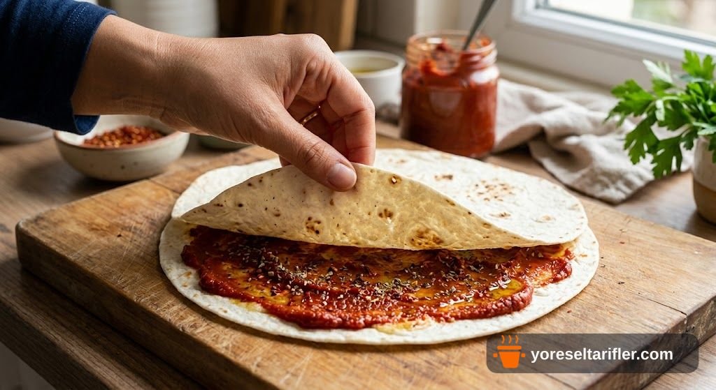 Lavaşla Hazırlanan Çeçil Peynirli Pizza Tarifi — Adım 3