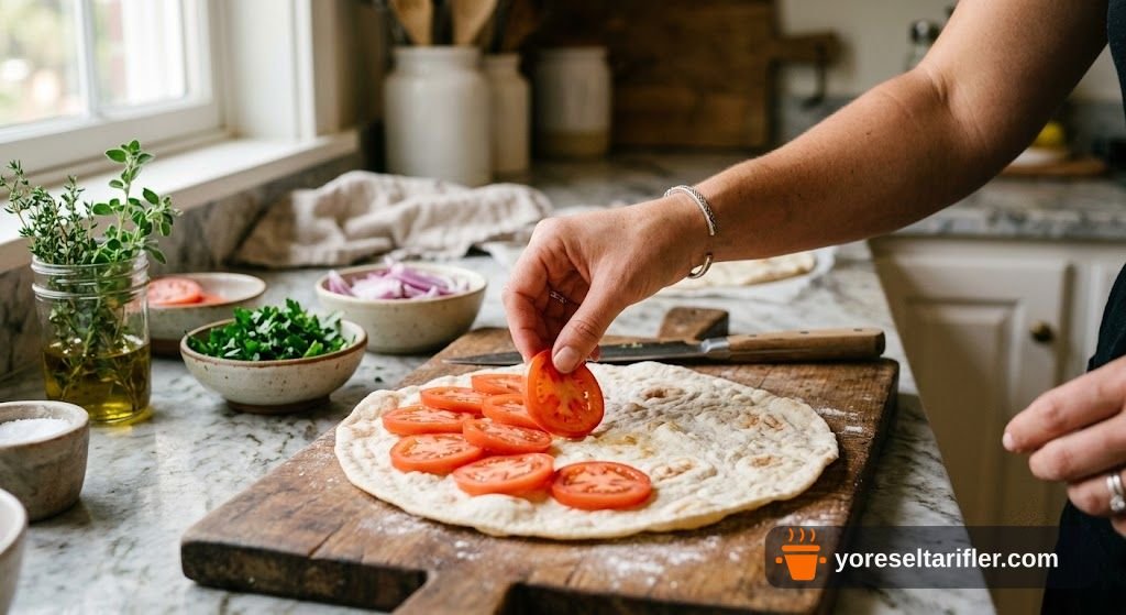 Lavaşla Hazırlanan Çeçil Peynirli Pizza Tarifi — Adım 5