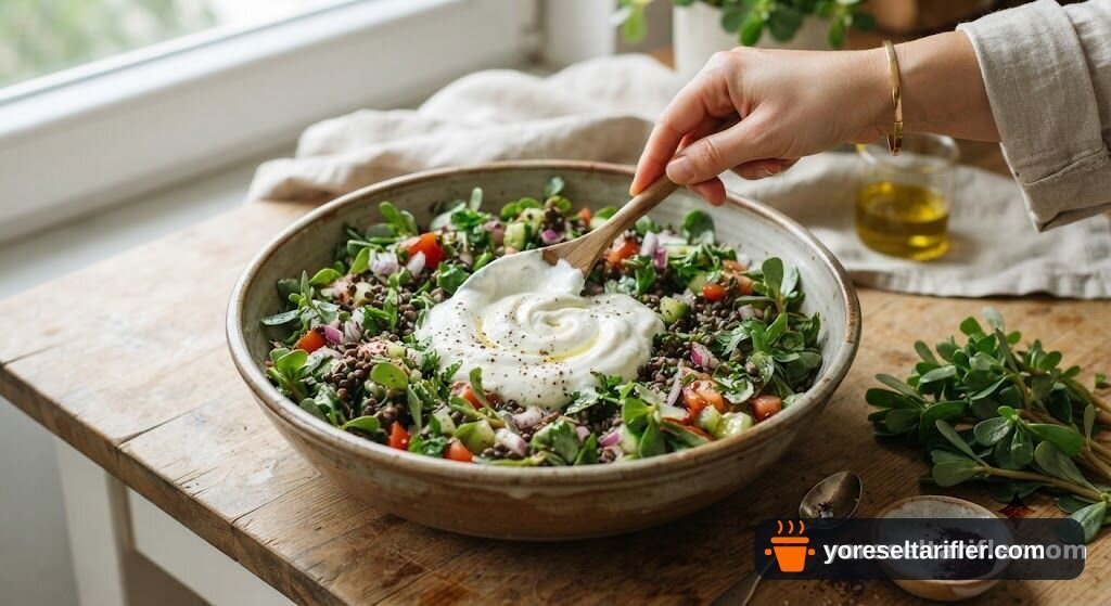 Mercimekli Semizotu Salatası Tarifi — Adım 4