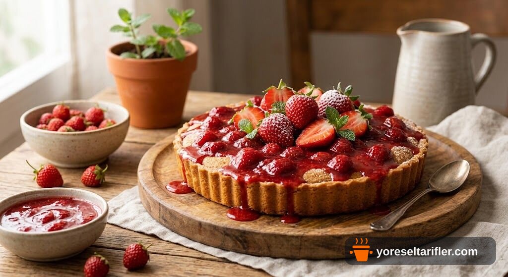 Mis Kokulu Çilek Soslu Tart Kek Tarifi — Adım 11