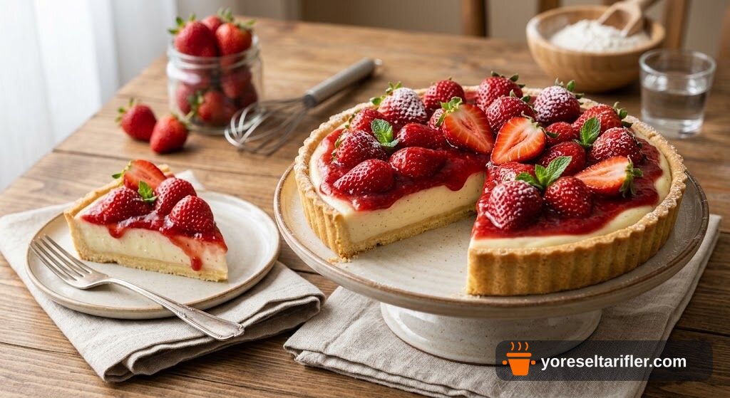 Mis Kokulu Çilek Soslu Tart Kek Tarifi — Adım 5