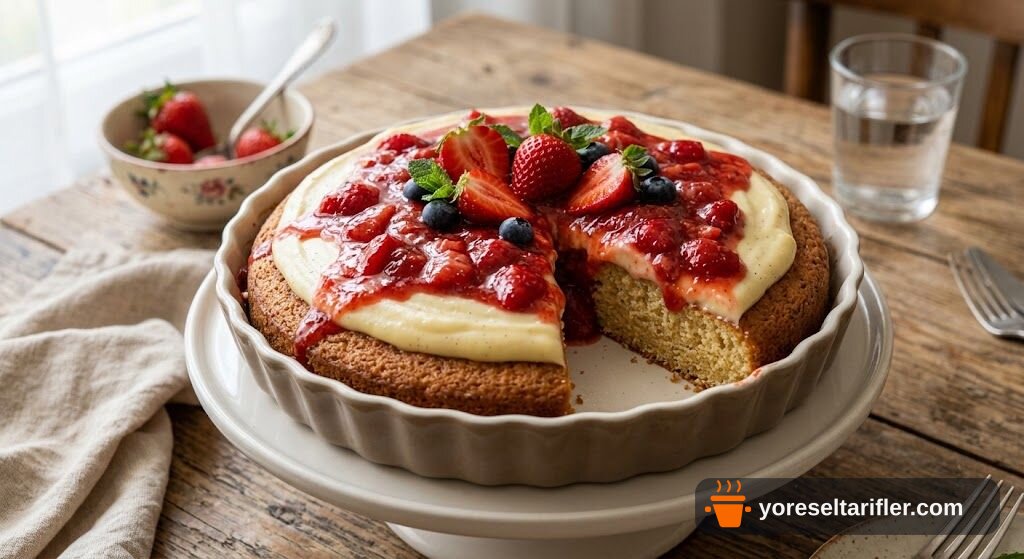 Mis Kokulu Çilek Soslu Tart Kek Tarifi — Adım 8