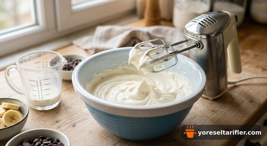 Muzlu ve Damla Çikolatalı Yaş Pasta Tarifi — Adım 1