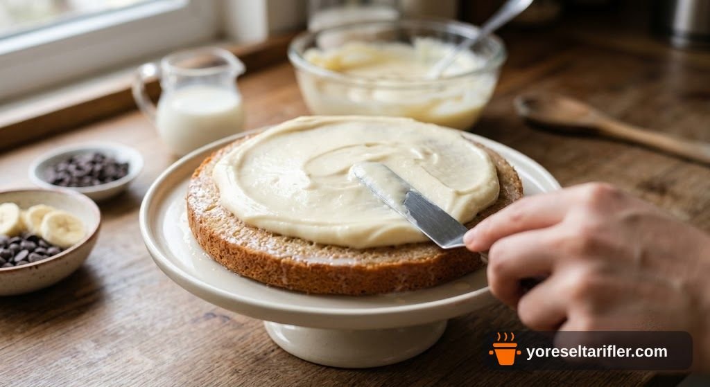 Muzlu ve Damla Çikolatalı Yaş Pasta Tarifi — Adım 2