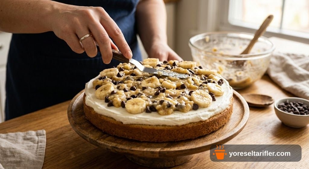 Muzlu ve Damla Çikolatalı Yaş Pasta Tarifi — Adım 3