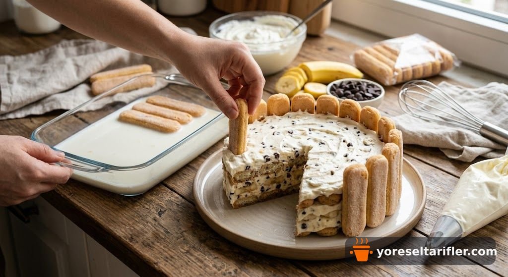 Muzlu ve Damla Çikolatalı Yaş Pasta Tarifi — Adım 6