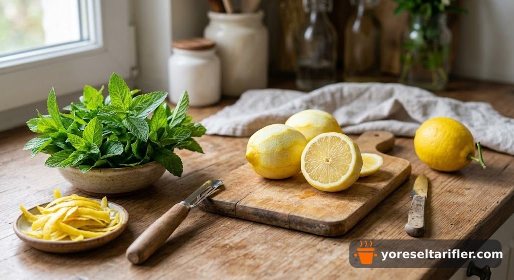 Naneli Limonlu Soğuk İçecek Tarifi — Adım 1