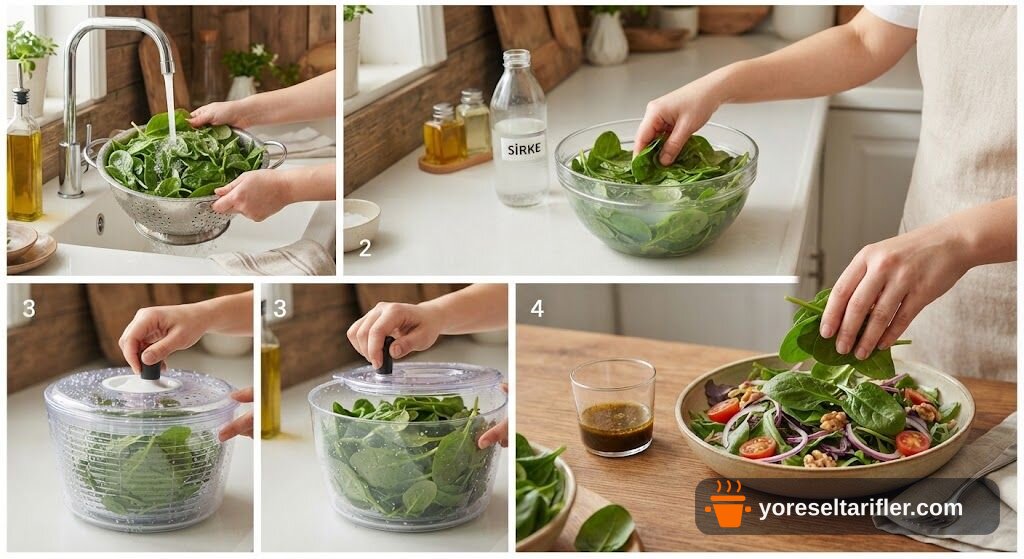 Nar Ekşili Ispanak Salatası Tarifi — Adım 1