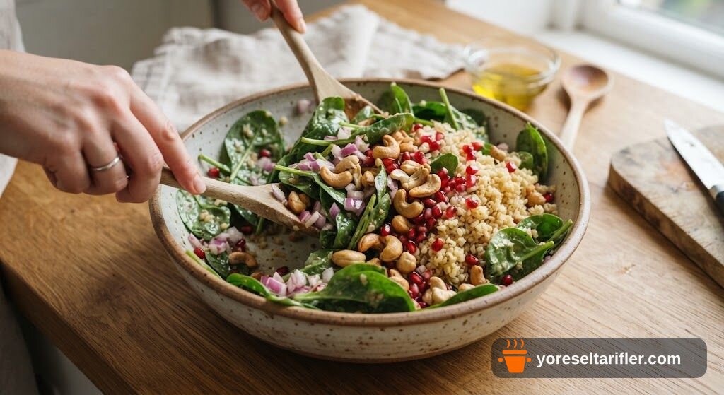 Nar Ekşili Ispanak Salatası Tarifi — Adım 4