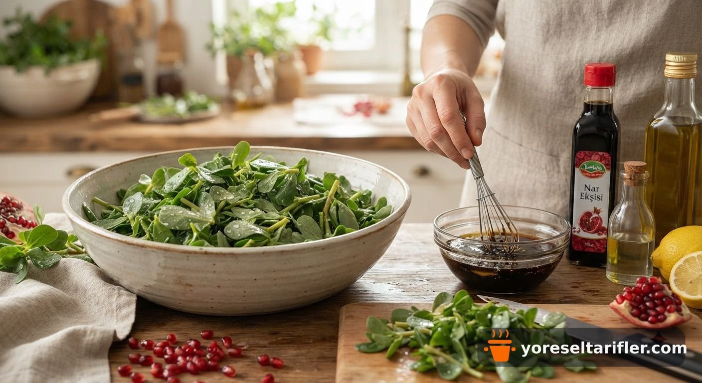 Nar Ekşili Semizotu Salatası Tarifi — Adım 1