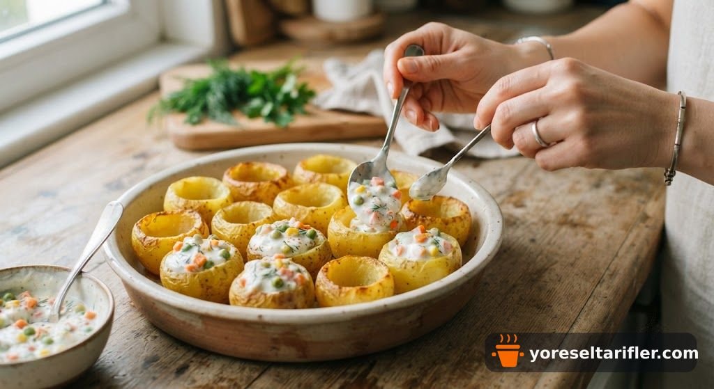 Patates Çanakları Yoğurtlu Garnitürlü Tarifi — Adım 4