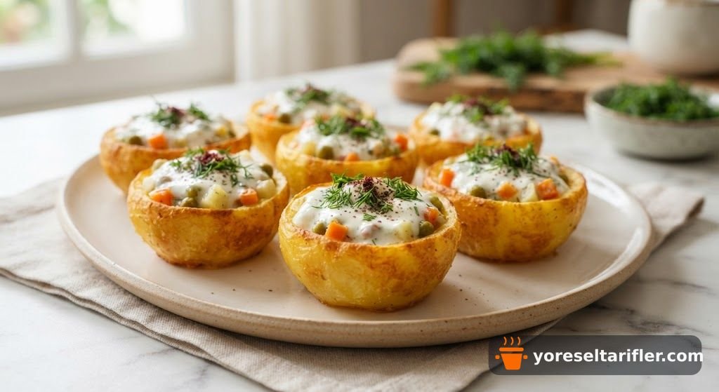 Patates Çanakları Yoğurtlu Garnitürlü Tarifi — Adım 5