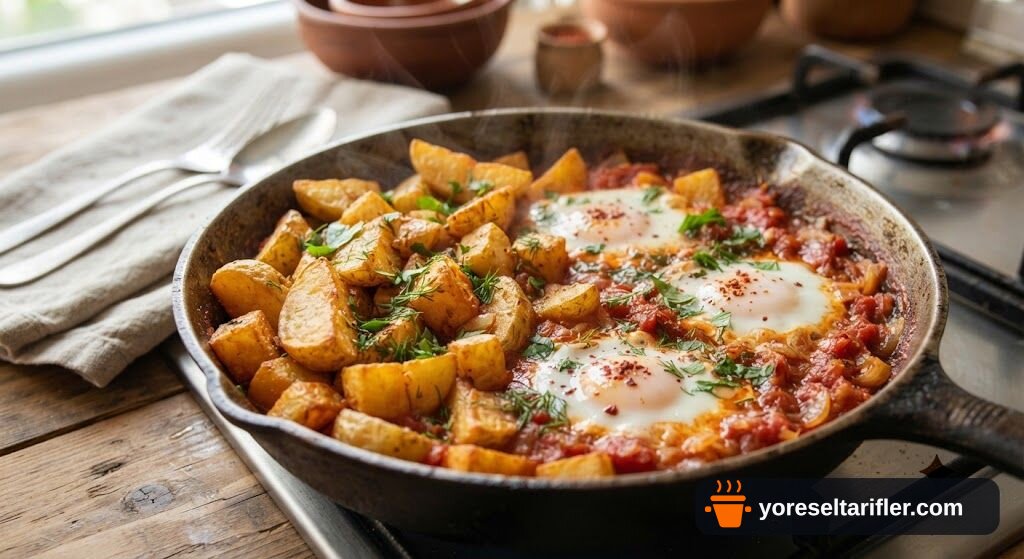 Patatesli Yumurtalı Domates Sosu Tarifi — Adım 1