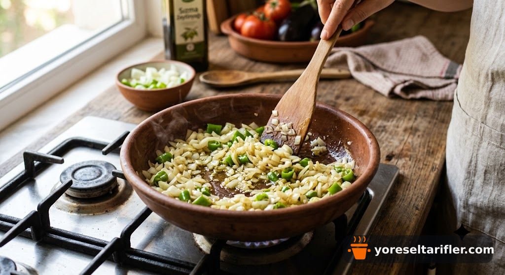 Patlıcanlı Domatesli Yaz Makarnası Tarifi — Adım 2