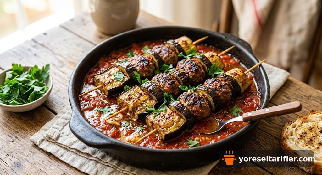 Patlıcanlı Şiş Köfte Soslu Tarifi — Adım 1
