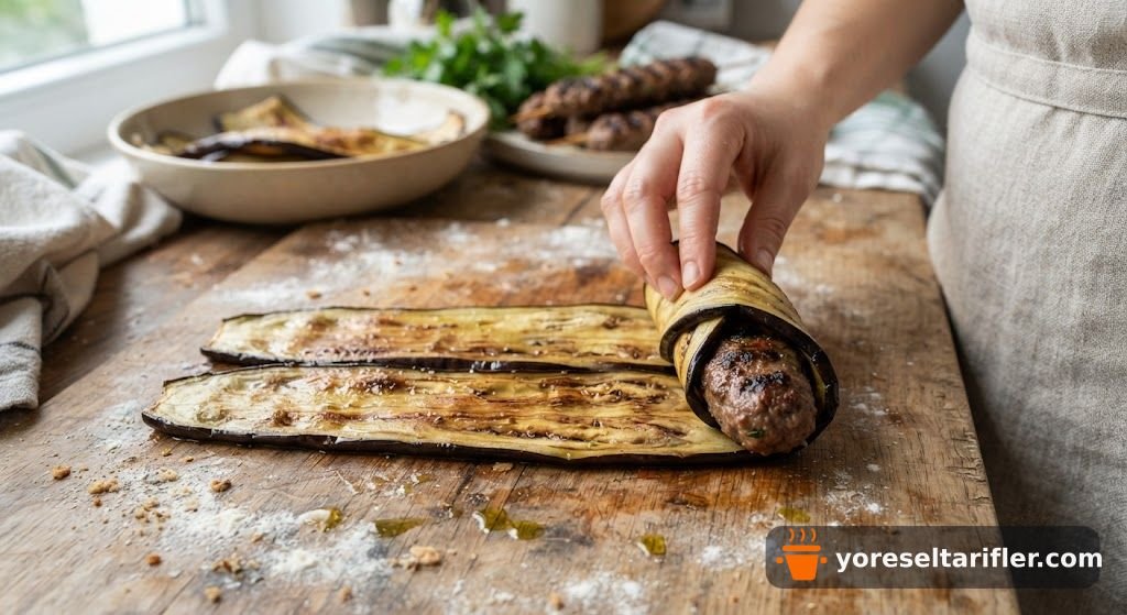 Patlıcanlı Şiş Köfte Soslu Tarifi — Adım 6