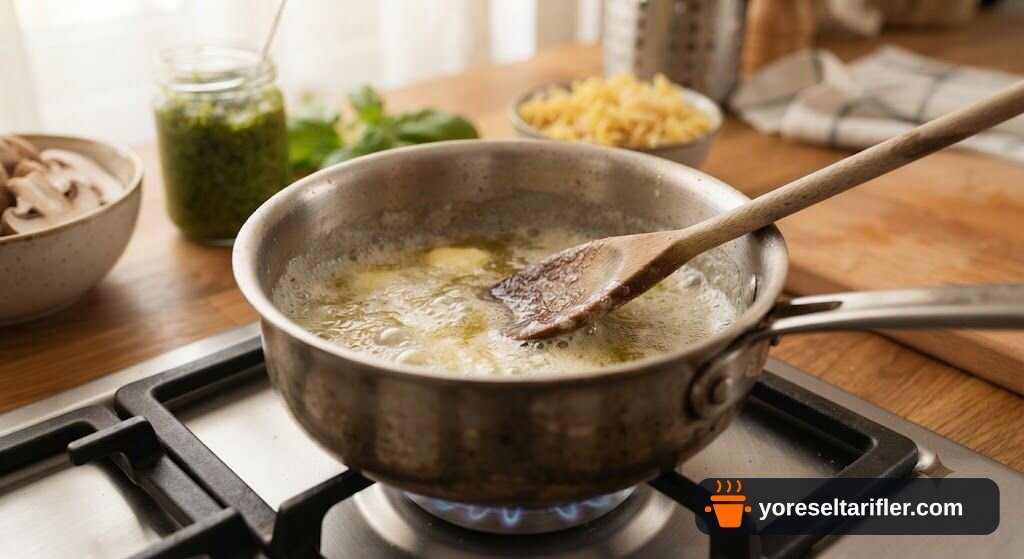 Pesto Soslu Mantarlı Erişte Tarifi — Adım 1