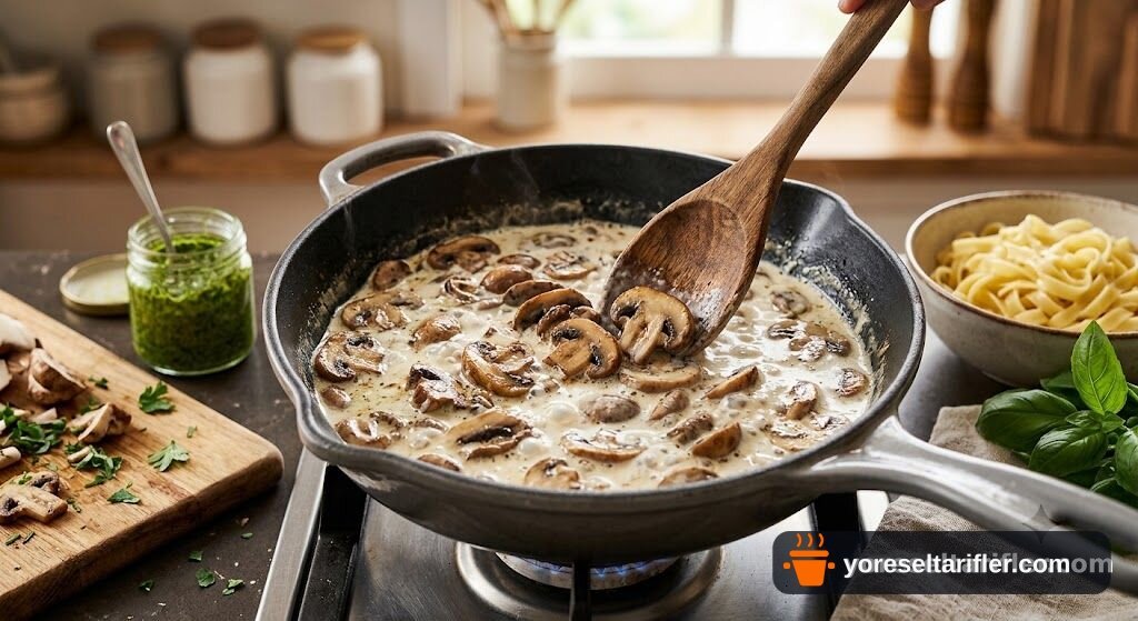 Pesto Soslu Mantarlı Erişte Tarifi — Adım 5